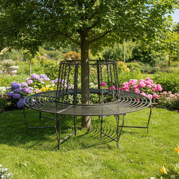 Vidaxl Garden Half Round Tree Bench 160 Cm Steel Patio Benches