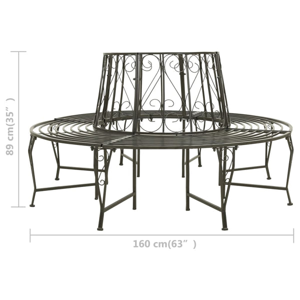 Vidaxl Garden Half Round Tree Bench 160 Cm Steel Patio Benches