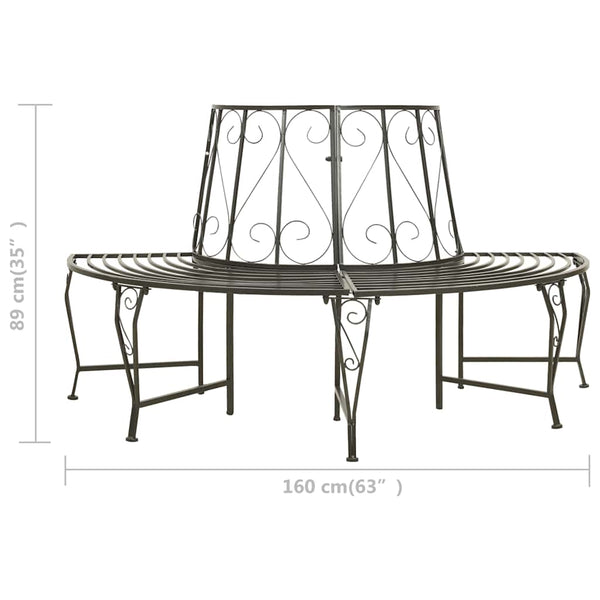 Vidaxl Garden Half Round Tree Bench 160 Cm Steel Patio Benches