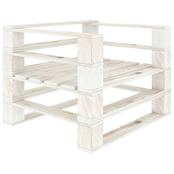 Vidaxl Garden Pallet Armchair Wood White Patio Chairs
