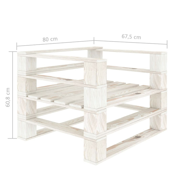 Vidaxl Garden Pallet Armchair Wood White Patio Chairs