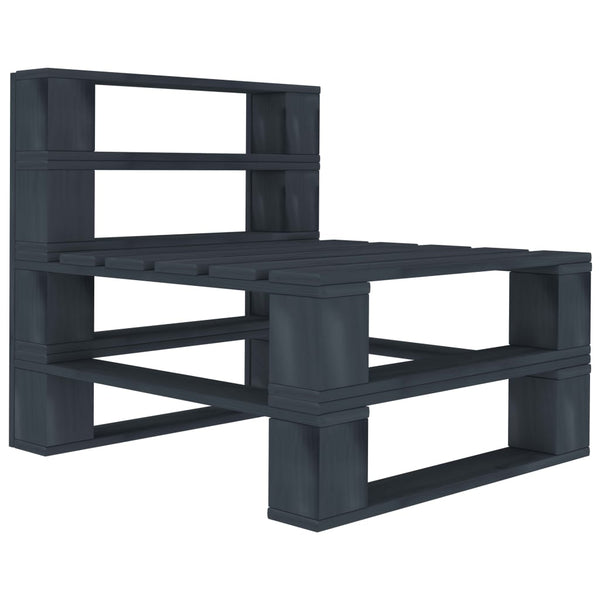 Vidaxl Garden Pallet Middle Sofa Wood Grey Patio Benches