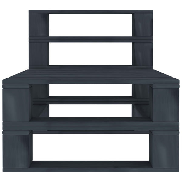 Vidaxl Garden Pallet Middle Sofa Wood Grey Patio Benches