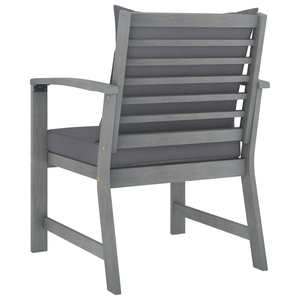 Garden Chairs 2 Pcs With Dark Grey Cushions Solid Acacia Wood Patio Chairs