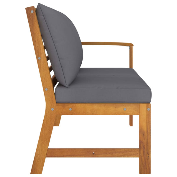 Garden Bench 114.5 Cm With Dark Grey Cushion Solid Acacia Wood Patio Benches