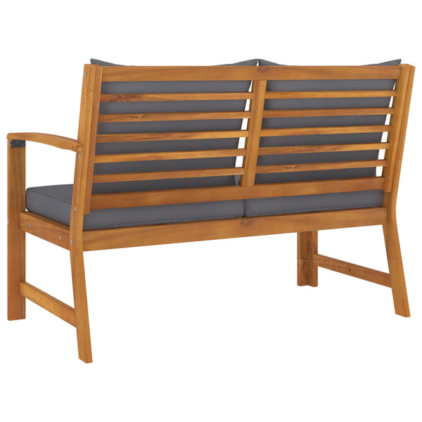 Garden Bench 114.5 Cm With Dark Grey Cushion Solid Acacia Wood Patio Benches