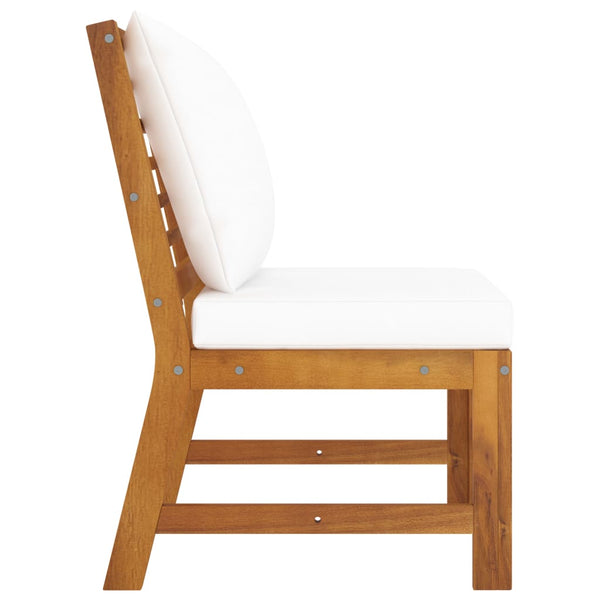 Sectional Middle Sofa With Cream Cushion Solid Acacia Wood Patio Furniture Sets