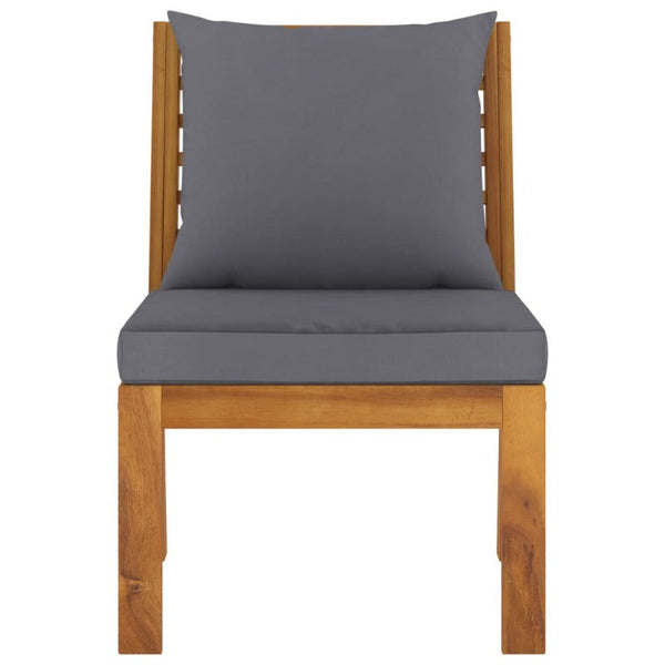 Patio Chairs Sectional Middle Sofa With Dark Grey Cushion Solid Acacia Wood