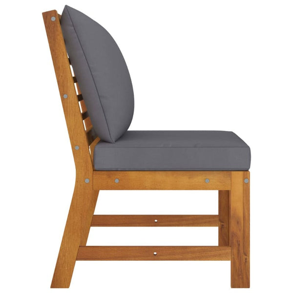 Patio Chairs Sectional Middle Sofa With Dark Grey Cushion Solid Acacia Wood