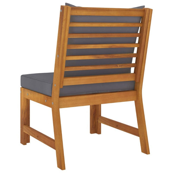 Patio Chairs Sectional Middle Sofa With Dark Grey Cushion Solid Acacia Wood