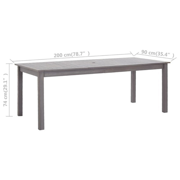 Vidaxl Garden Table Grey Wash 200X90x74 Cm Solid Acacia Wood Patio & Garden Tables