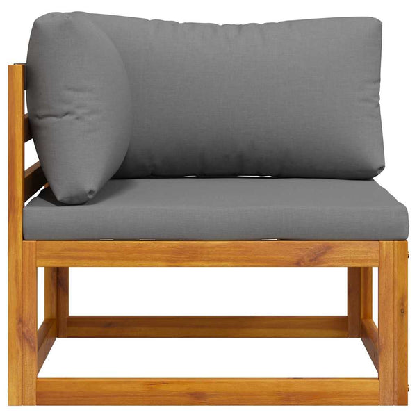 Vidaxl Sectional Corner Sofa & Dark Grey Cushion Solid Acacia Wood Sofas Armchairs & Couches