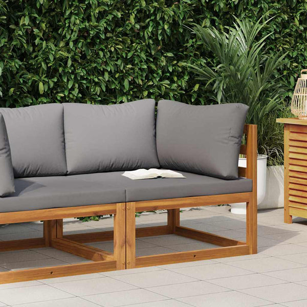Vidaxl Sectional Corner Sofa & Dark Grey Cushion Solid Acacia Wood Sofas Armchairs & Couches
