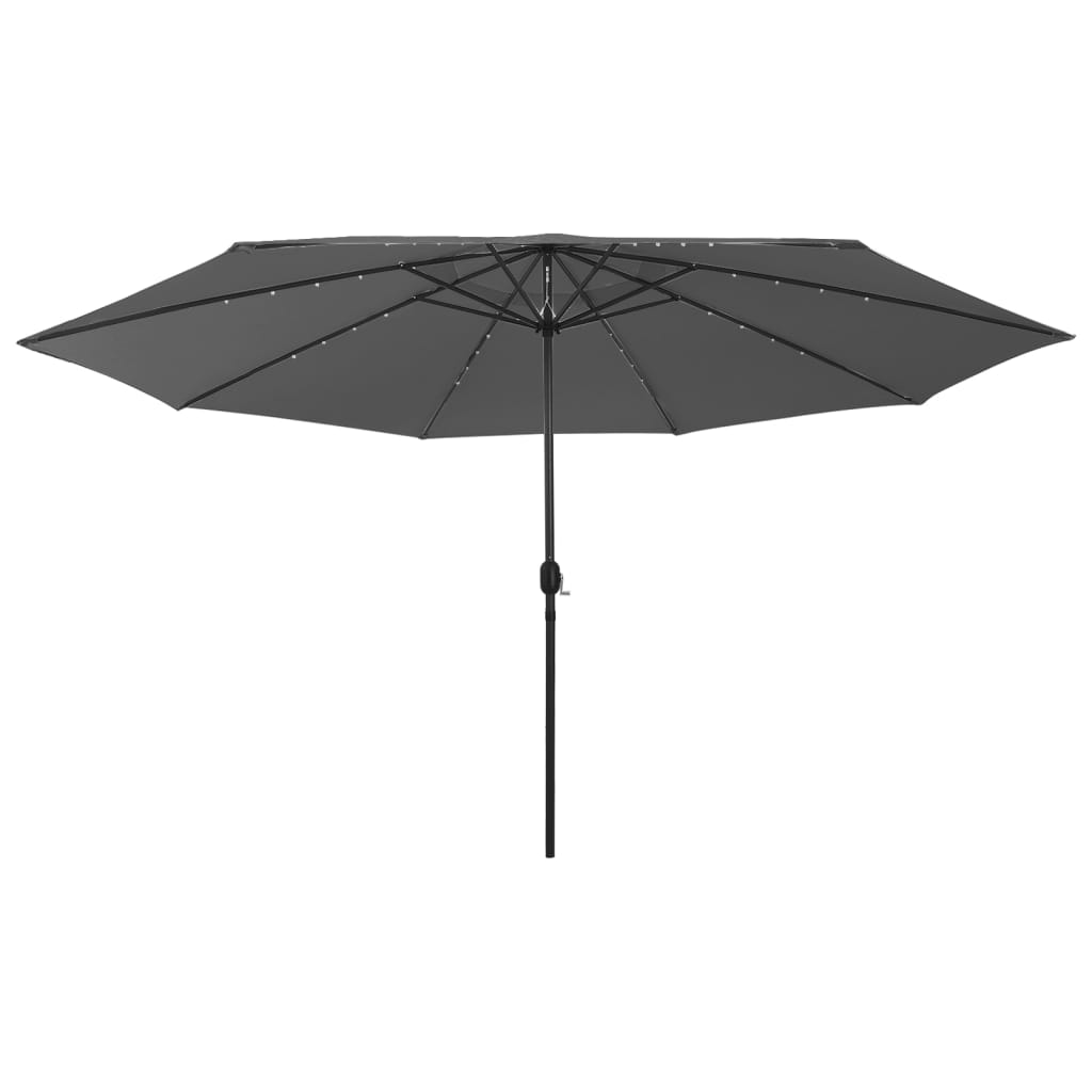 Outdoor Parasol With Led Lights And Metal Pole 400 Cm Anthracite Patio Umbrellas