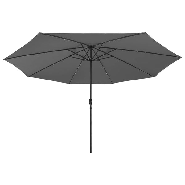 Outdoor Parasol With Led Lights And Metal Pole 400 Cm Anthracite Patio Umbrellas
