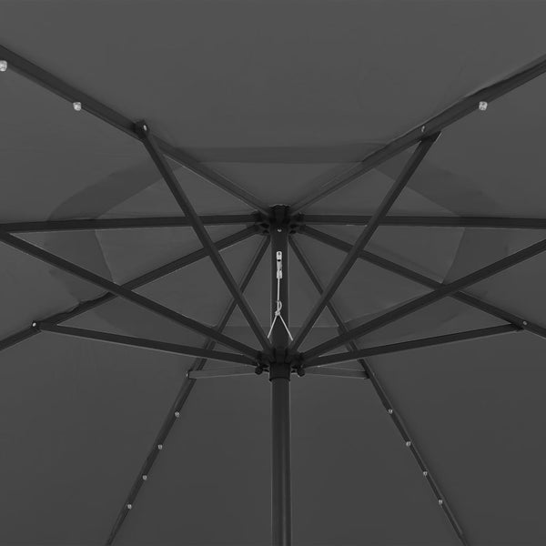 Outdoor Parasol With Led Lights And Metal Pole 400 Cm Anthracite Patio Umbrellas