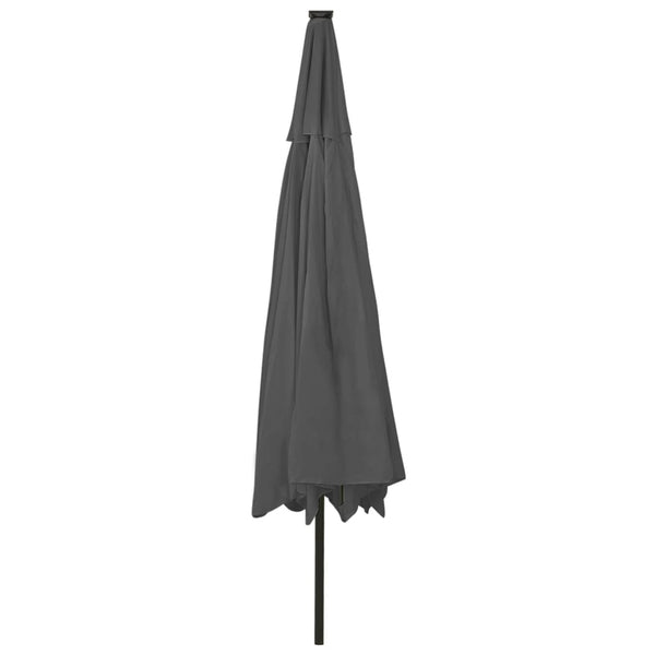 Outdoor Parasol With Led Lights And Metal Pole 400 Cm Anthracite Patio Umbrellas