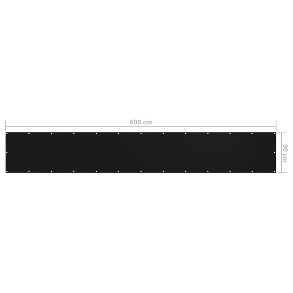 Vidaxl Balcony Screen Black 90X600 Cm Oxford Fabric Garden Privacy Screens
