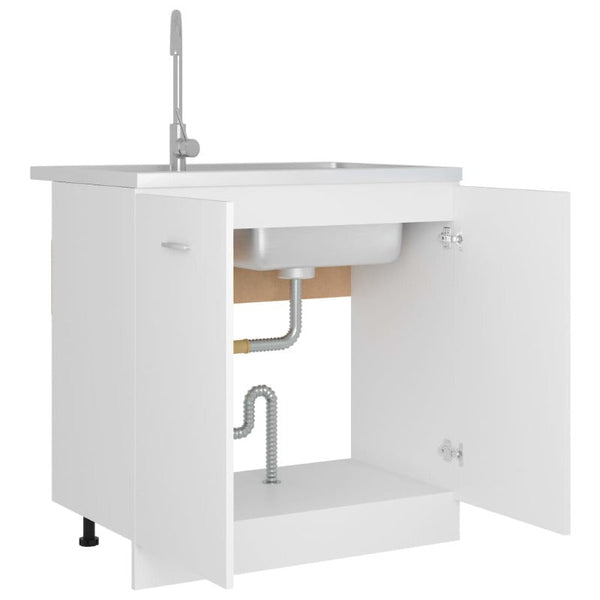 Sink Bottom Cabinet White 80X46x81.5 Cm Engineered Wood