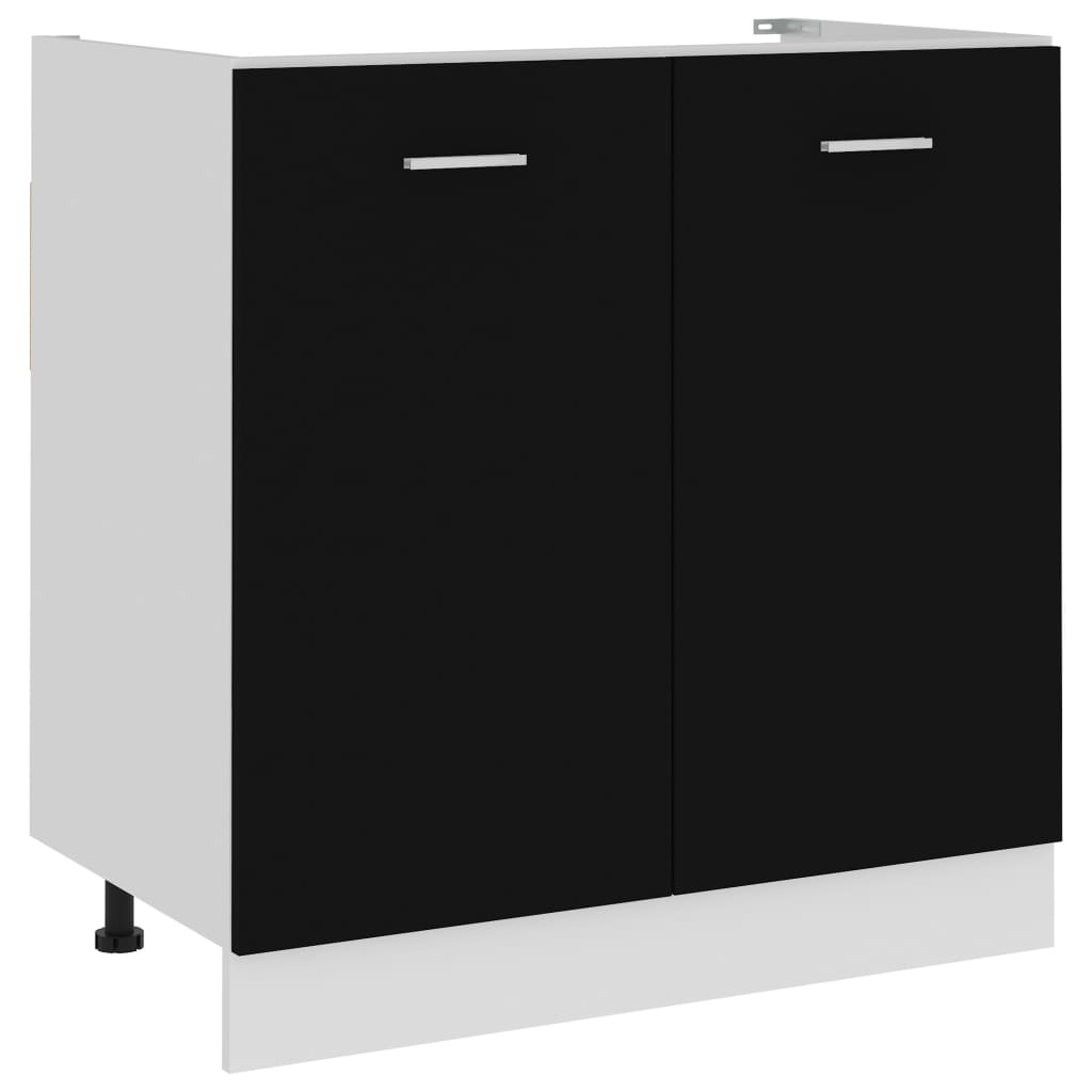 Vidaxl Sink Bottom Cabinet Lyon Black 80X46x81.5 Cm Engineered Wood Cabinets & Cupboards