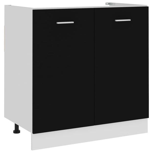 Vidaxl Sink Bottom Cabinet Lyon Black 80X46x81.5 Cm Engineered Wood Cabinets & Cupboards