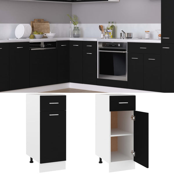 Drawer Bottom Cabinet Black 30X46x81.5 Cm Engineered Wood Kitchen Cabinet Doors And Fronts