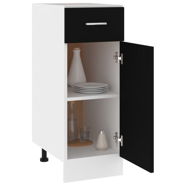 Drawer Bottom Cabinet Black 30X46x81.5 Cm Engineered Wood Kitchen Cabinet Doors And Fronts