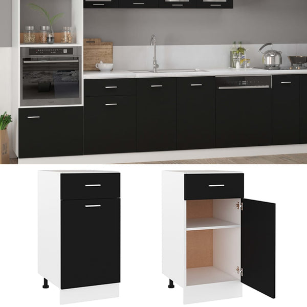 Drawer Bottom Cabinet Black 40X46x81.5 Cm Engineered Wood Kitchen Cabinet Doors And Fronts