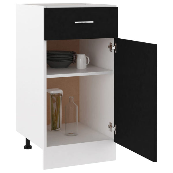 Drawer Bottom Cabinet Black 40X46x81.5 Cm Engineered Wood Kitchen Cabinet Doors And Fronts