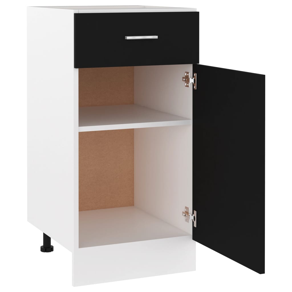 Drawer Bottom Cabinet Black 40X46x81.5 Cm Engineered Wood Kitchen Cabinet Doors And Fronts
