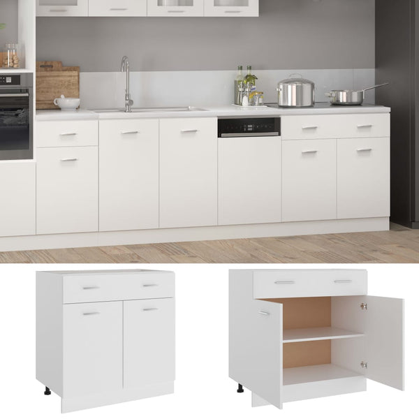 Drawer Bottom Cabinet White 80X46x81.5 Cm Engineered Wood Kitchen Cabinet Doors And Fronts