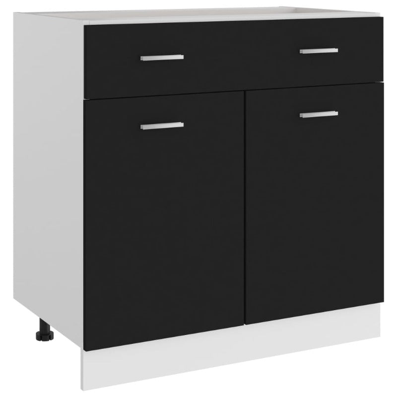 Vidaxl Drawer Bottom Cabinet Lyon Black 80X46x81.5 Cm Engineered Wood Cabinets & Cupboards