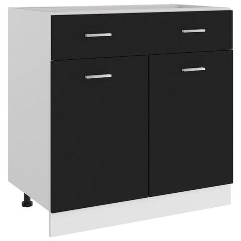 Vidaxl Drawer Bottom Cabinet Lyon Black 80X46x81.5 Cm Engineered Wood Cabinets & Cupboards