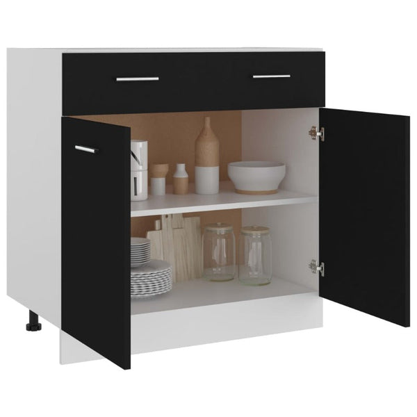 Vidaxl Drawer Bottom Cabinet Lyon Black 80X46x81.5 Cm Engineered Wood Cabinets & Cupboards