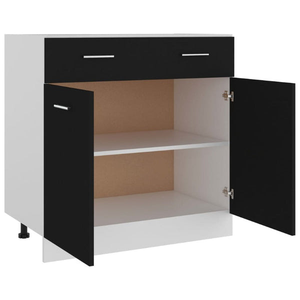 Vidaxl Drawer Bottom Cabinet Lyon Black 80X46x81.5 Cm Engineered Wood Cabinets & Cupboards