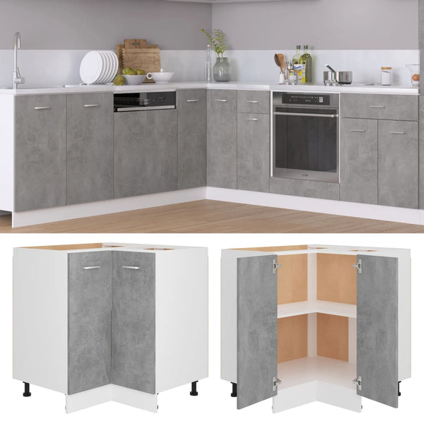 Corner Bottom Cabinet Concrete Grey 75.5X75.5X80.5 Cm Engineered Wood Kitchen Cabinet Doors And Fronts