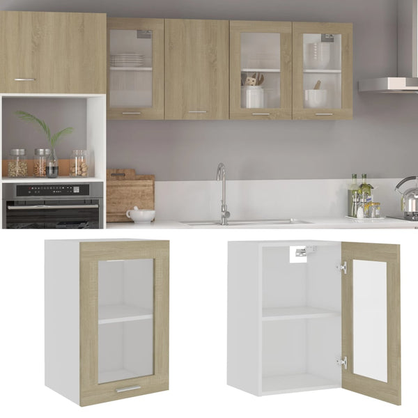 Hanging Glass Cabinet Sonoma Oak 40X31x60 Cm Engineered Wood Kitchen Cabinet Doors And Fronts