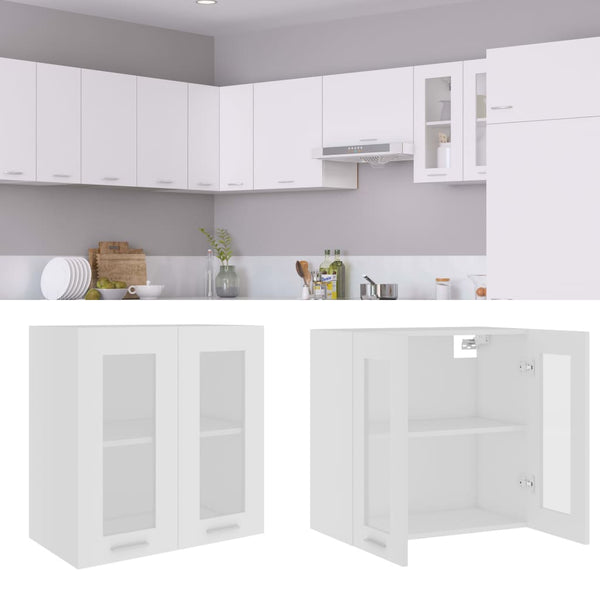 Cabinets & Cupboards Hanging Glass Cabinet White 60X31x60 Cm Engineered Wood
