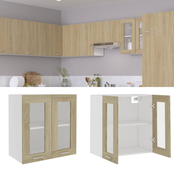 Hanging Glass Cabinet Sonoma Oak 60X31x60 Cm Engineered Wood Kitchen Cabinet Doors And Fronts