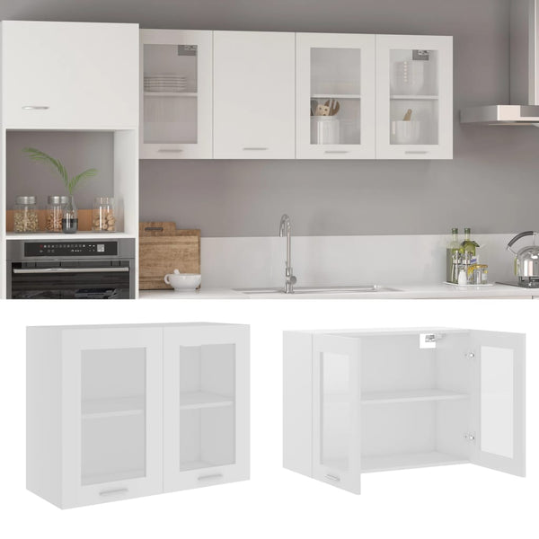 Vidaxl Hanging Glass Cabinet Lyon White 80X31x60 Cm Engineered Wood Cabinets & Cupboards