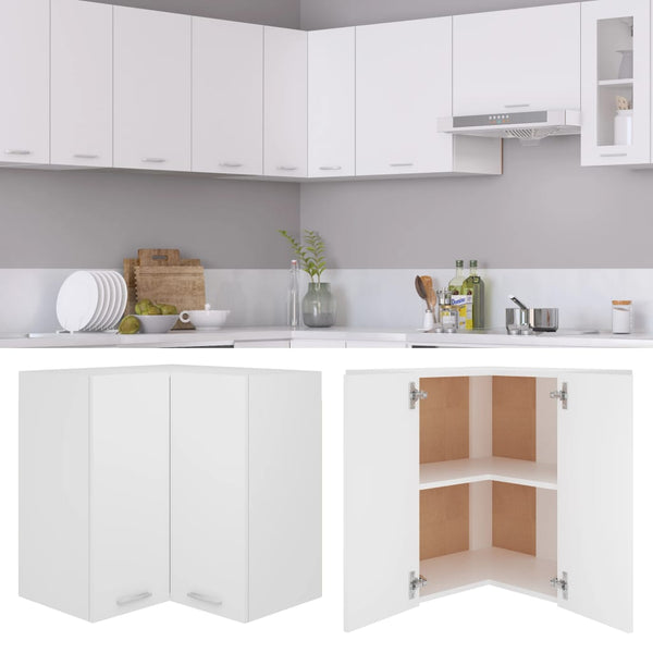 Hanging Corner Cabinet White 57X57x60 Cm Engineered Wood Kitchen Cabinet Doors And Fronts