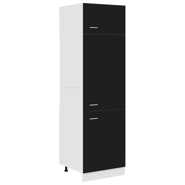 Refrigerator Cabinet Black 60X57x207 Cm Engineered Wood Kitchen Cabinet Doors And Fronts