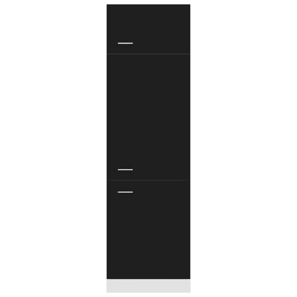 Refrigerator Cabinet Black 60X57x207 Cm Engineered Wood Kitchen Cabinet Doors And Fronts