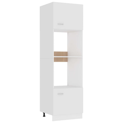 Microwave Cabinet White 60X57x207 Cm Engineered Wood Cabinets & Cupboards
