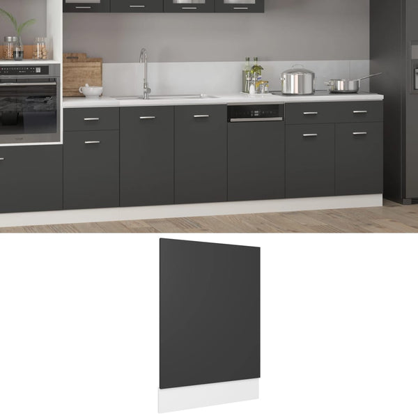 Dishwasher Panel Grey 45X3x67 Cm Engineered Wood Kitchen Cabinet Doors And Fronts