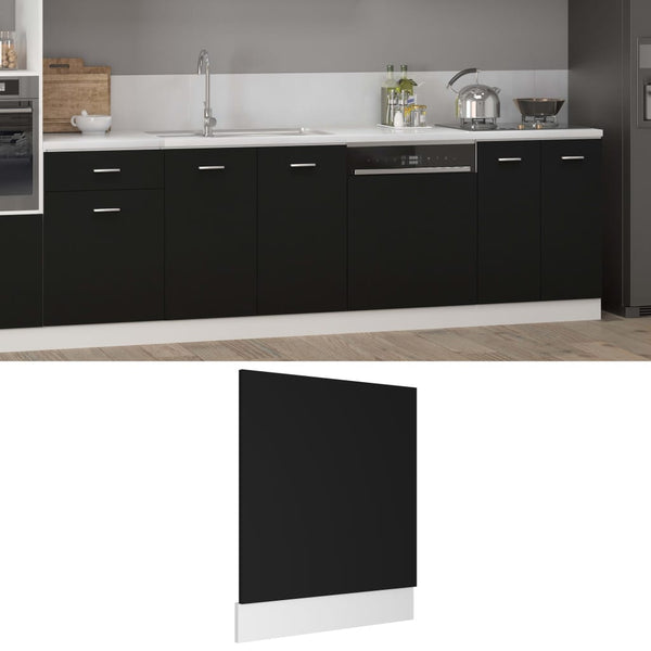 Dishwasher Panel Black 59.5X3x67 Cm Engineered Wood Kitchen Cabinet Doors And Fronts