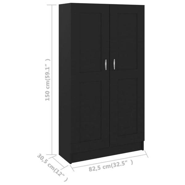 Book Cabinet Black 82.5X30.5X150 Cm Engineered Wood Bookshelves