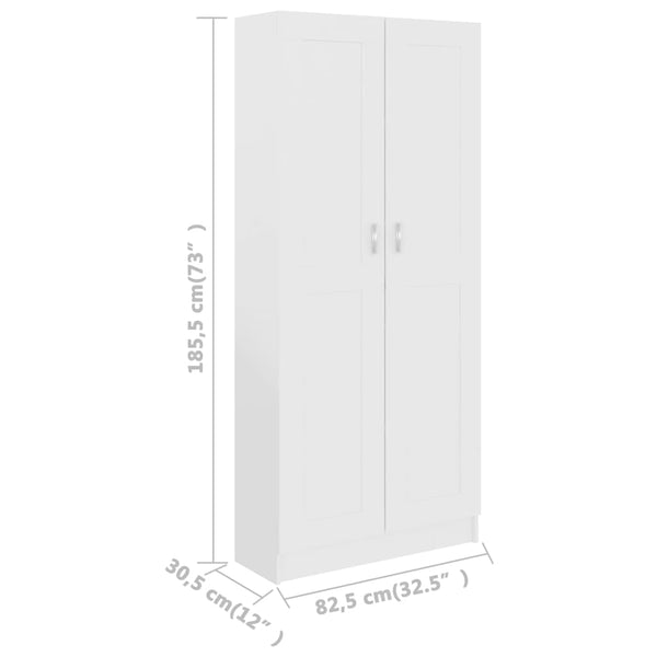 Book Cabinet White 82.5X30.5X185.5 Cm Engineered Wood Bookshelves