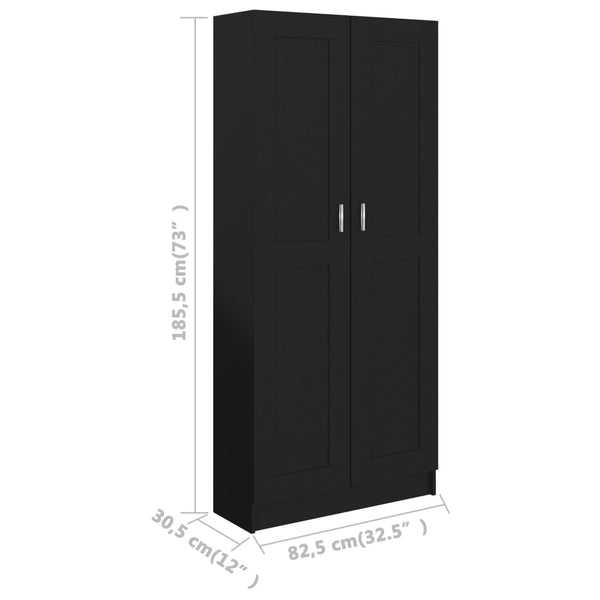 Book Cabinet Black 82.5X30.5X185.5 Cm Engineered Wood Bookshelves