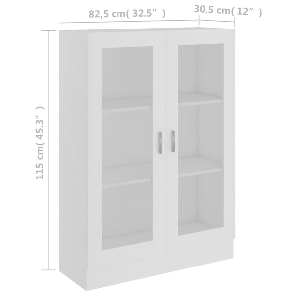 Cabinets & Cupboards Vitrine Cabinet White 82.5X30.5X115 Cm Engineered Wood